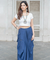 Rezaar- Navy Blue Drape Skirt
