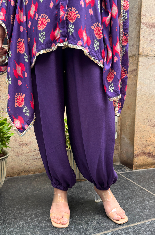 Mizaaj-Purple Shirt Kaftan and Pant Set ( Pre-Order)