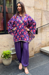Mizaaj-Purple Shirt Kaftan and Pant Set ( Pre-Order)