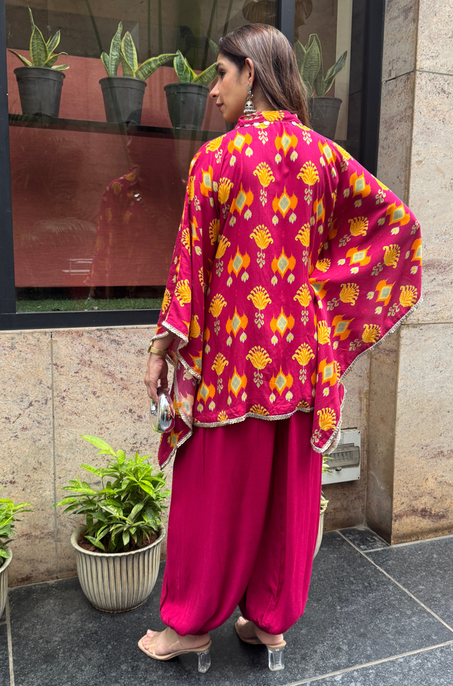 Mizaaj- Magenta Pink Shirt Kaftan and Pant Set( Pre-Order)