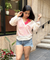 SUMMER SPECIAL - Pink halter neck top with mul overlay