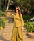 REZAAR- Olive Drape Skirt Co-Ord Set with Shirt Top