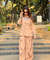 REZAAR- Beige Drape Skirt Co-Ord Set with Shirt Top
