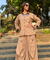 REZAAR- Beige Drape Skirt Co-Ord Set with Shirt Top