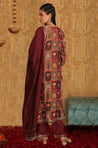 INNAYAT - Maroon Three Piece Suit Set With Intricate Embroidery