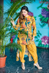 Must(ard) Try! - Floral Print Kurta with Tulip Pants - Mustard