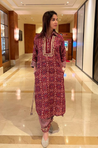 DESI SWAG -  Maroon Printed Co-ord  Pathani Set