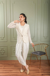METTLE- Lucknowi Embroidered Blazer With Dhoti Pants