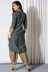DESI SWAG - Blue And Grey  Blue Printed  Two Piece Pathani Set