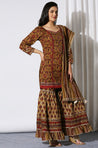 HEER - Sand Brown 3 Piece Cotton Kurta Set with Sharara