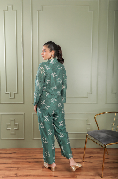 METTLE - Eden Green Batik Print Blazer Set