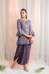 MATARGASHTI -Lilac  Printed Short Kurta With Lungi Skirt
