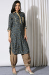 DESI SWAG - Blue And Grey  Blue Printed  Two Piece Pathani Set