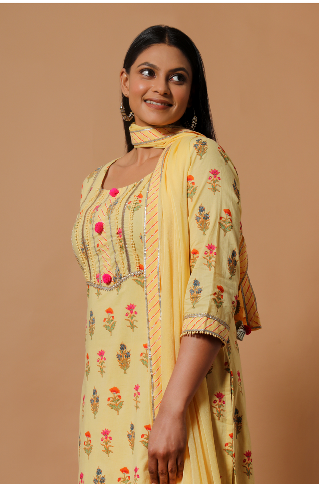 MIRA by Ishnya - Yellow 3 Piece Kurta Set