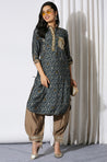DESI SWAG - Blue And Grey  Blue Printed  Two Piece Pathani Set
