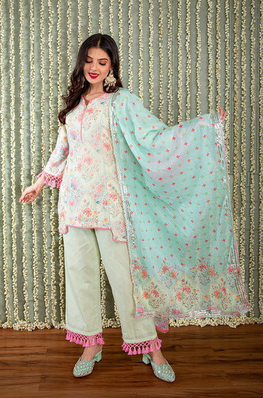 KHWAAB - Breeze Blue  Three Piece Suit Set