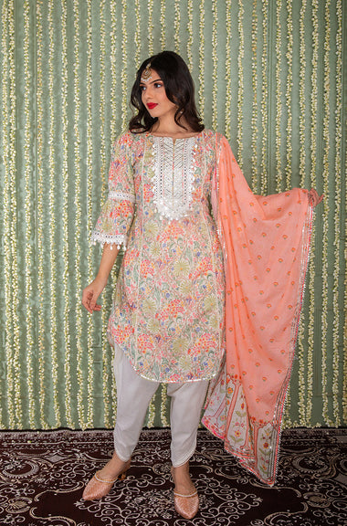 KHWAAB - Multicolor Three Piece Suit Set