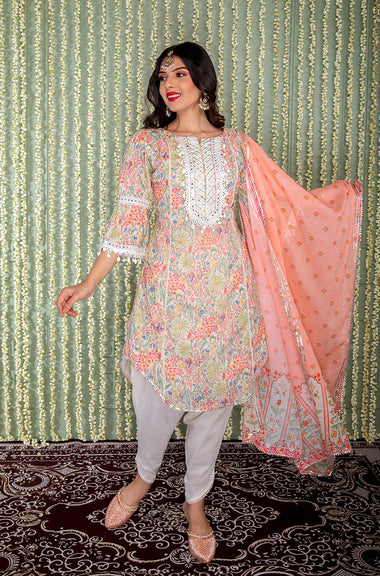 KHWAAB - Multicolor Three Piece Suit Set