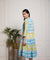 Yellow and Blue Printed Mul Tiered Jakcet With Inner & Tulip