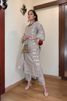 Summer Reverence - Grey Three Piece Kurta Set with Intricate Embroidery Work