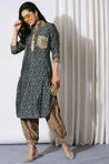 DESI SWAG - Blue And Grey  Blue Printed  Two Piece Pathani Set
