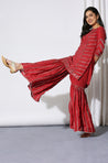 SANJH - Persian Red Chevron Mirror Work 3 Piece Sharara Suit Set