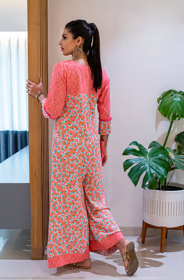 ALLOY- Pink Floral Jumpsuit With Side Patch Pocket.