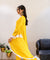 MATARGASHTI - Yellow Asymmetrical Long Kurta with Dhoti  Pants