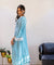 MATARGASHTI - Blue Asymmetrical Long Kurta with Dhoti  Pants