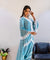 MATARGASHTI - Blue Asymmetrical Long Kurta with Dhoti  Pants