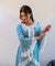 MATARGASHTI - Blue Asymmetrical Long Kurta with Dhoti  Pants