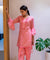 Kudi with a Swag!! - Lucknowi Kurta with Tulip Pants - Pink