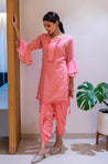 Kudi with a Swag!! - Lucknowi Kurta with Tulip Pants - Pink