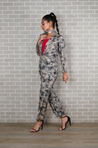 METTLE- Blue Marble Print Blazer Set