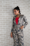 METTLE- Blue Marble Print Blazer Set