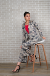 METTLE- Blue Marble Print Blazer Set