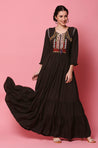 Bottle Green Bohemian Tiered Gown