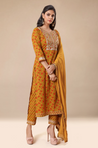 MIRA by Ishnya - Mustard Green 3 Piece Kurta Set