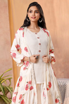 Fitoor - 3/4th Sleeve Floral Jacket with Tulip Pant