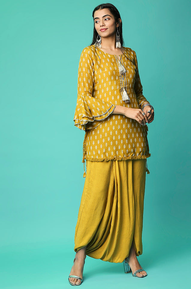 MATARGASHTI -  Printed Short Kurta With Lungi Skirt