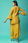 MATARGASHTI -  Mustard Printed Short Kurta With Lungi Skirt
