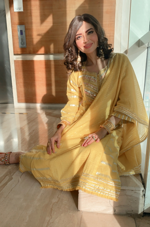 Summer Reverence - Yellow Three Piece Kurta Set with Intricate Embroidery Work