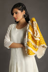 So Stunning - Off-White One Piece Dress with Cowl and Yellow Short Koti Jacket