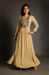 Go Neutral - Beige Long Gown with Intricate Hand Embroidery