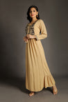 Go Neutral - Beige Long Gown with Intricate Hand Embroidery