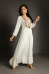 Go Neutral - Off-White Long Gown with Intricate Hand Embroidery
