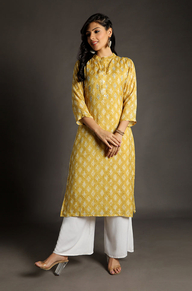 Uber Chic - Straight Kurta in Mustard