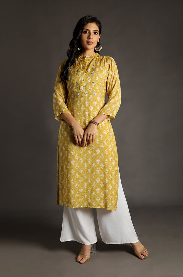 Uber Chic - Straight Kurta in Mustard