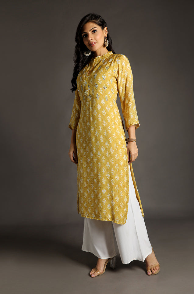 Uber Chic - Straight Kurta in Mustard