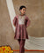 NOOR by ISHNYA - Rosewood Short Kaftan Set with Embroidered Pants